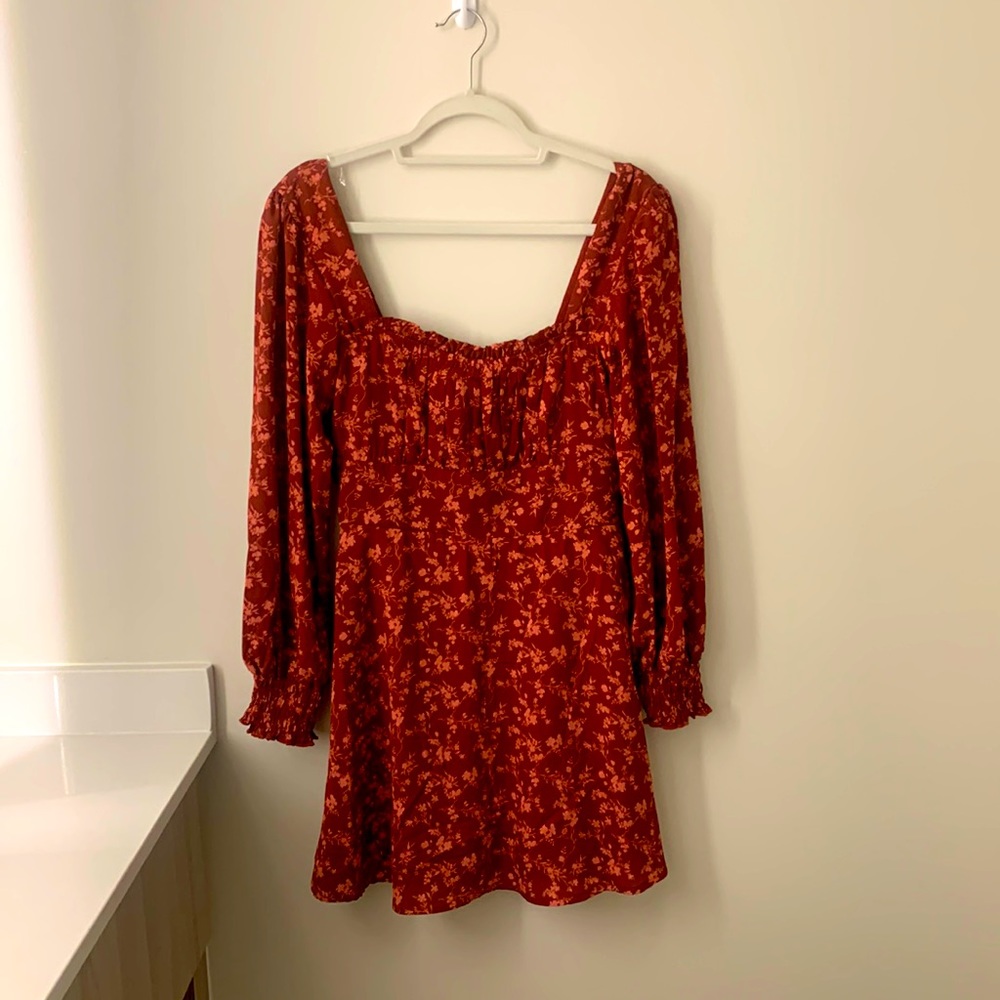 Red Floral Off-the-Shoulder Dress